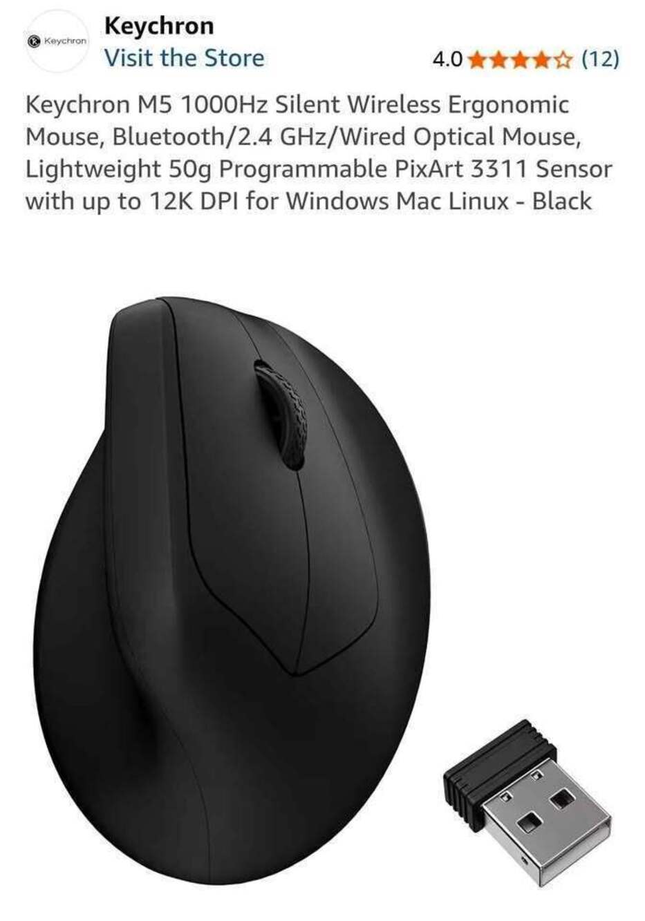 Keychron M5 Silent Wireless Mouse Bluetooth 2.4GHz Wired Optical